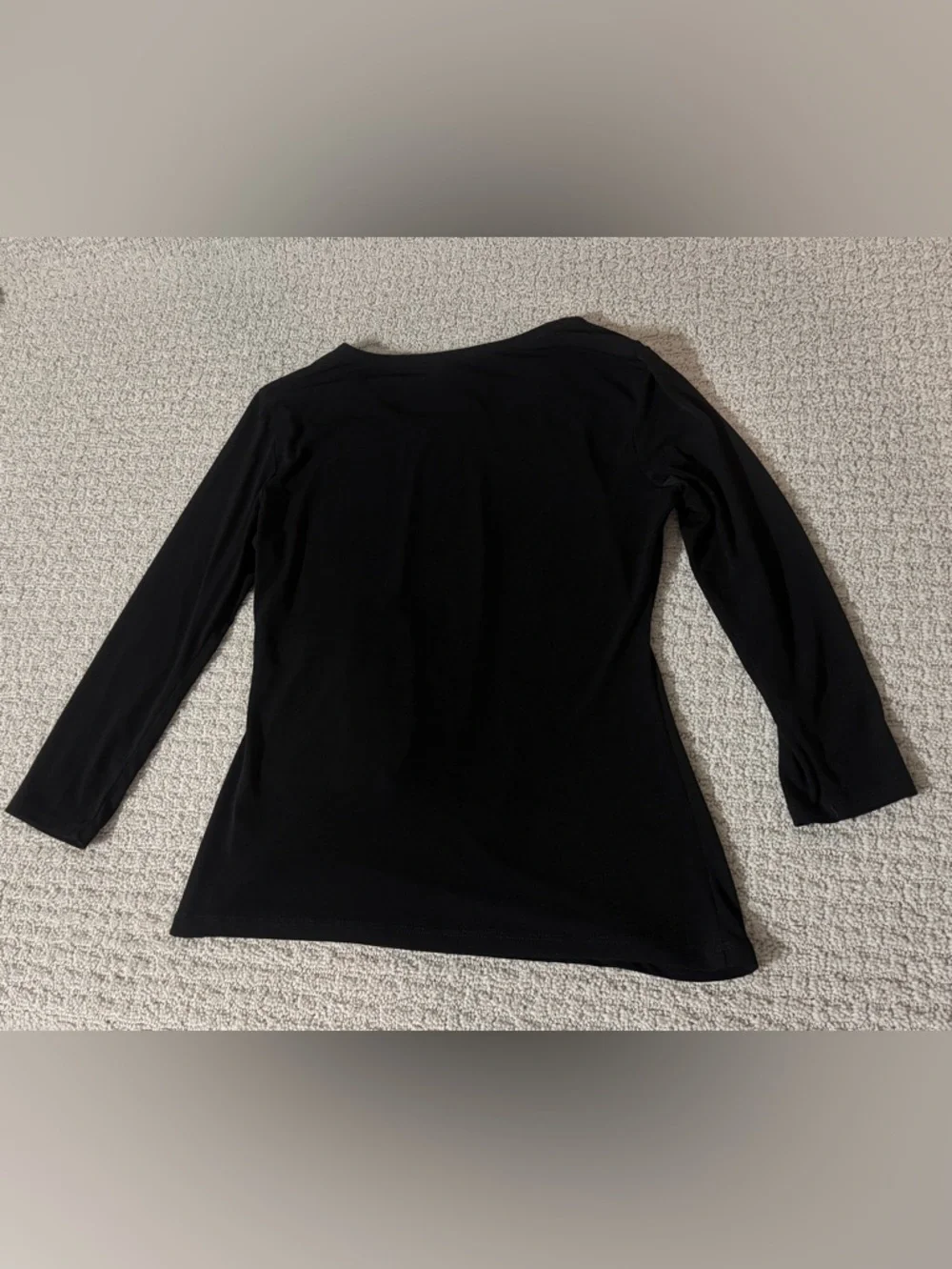 Carmen Marc Valvo Black 3/4 Sleeve Lace-Up Waist Top - Picture 3 of 6